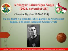 Az Aranycsapat 10 éve, 2014. június 13-án elhunyt legendás kapusára, Grosics Gyulára emlékezünk a 32. Magyar Labdarúgás Napján